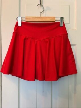 Pinspark Tennis Flattering Red Skater Skort with Smooth Waistband